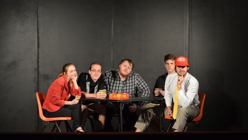 A 2016 Sansami Creative Works Spotlight, Tonight! show was “They’re All Apples,” written by Sawyer Shafer and starring (from left) Haley Shore, Logan Boggs, Thoryn Johnson, Zane Woodruff and Sam Warye. JULIA BLACKBURN/CONTRIBUTED