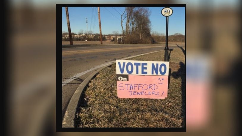 Sugarcreek Twp. resident John Stafford reports nearly 300 of his political signs were stolen during the recent Sugarcreek-Bellbrook school levy campaign. Contributed