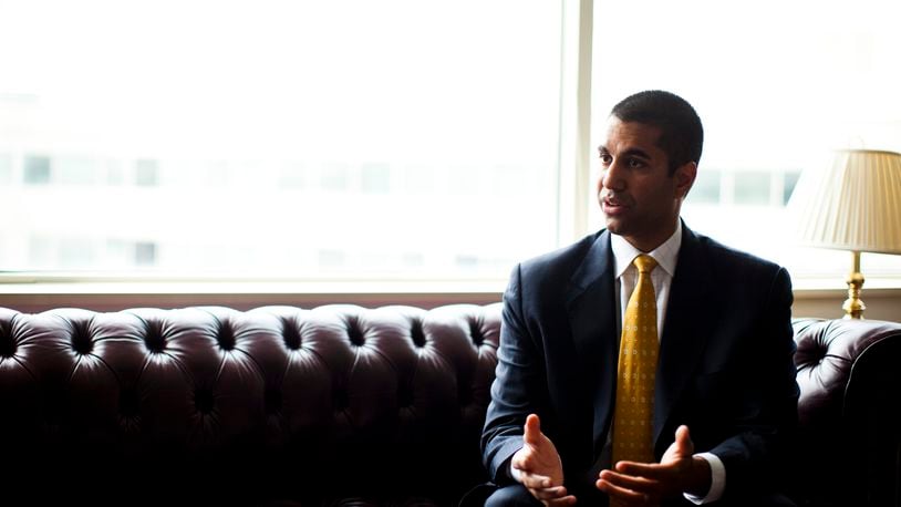 Commissioner Ajit Pai in his office in Washington in 2013. In his first days as President Trump’s pick to lead the Federal Communications Commission, Pai has aggressively moved to roll back consumer protection regulations created during the Obama presidency. (Christopher Gregory/The New York Times)