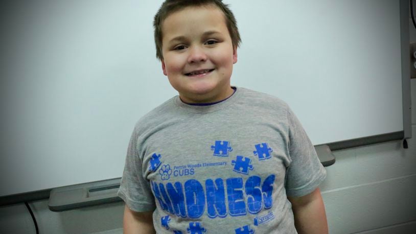 Student at Perrin Woods Elementary School were given a ‘Kindness’ shirt this month as a nod to Autism Awareness month.