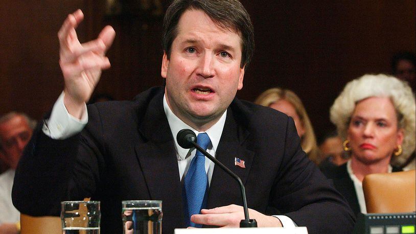 In this April 26, 2004, file photo,  Brett Kavanaugh appears before the Senate Judiciary Committee on Capitol Hill in Washington. Kavanaugh is President Donald Trump’s nominee to succeed retiring Supreme Court Justice Anthony Kennedy.