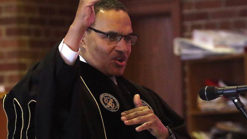 Freeman Hrabowski, the president of the University of Maryland Baltimore County and one of Time Magazine’s 100 most Influential People in the World in 2012, was the guest speaker at the Martin Luther King Jr. Convocation at Wittenberg University on Monday. BILL LACKEY/STAFF