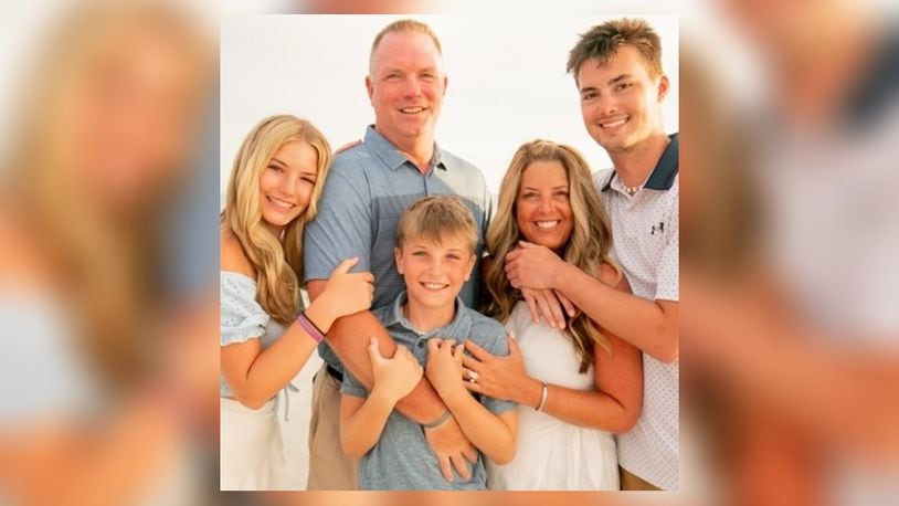 Riley Blankenship (far right) with his family, from left: sister Reese, stepdad David Warren, brother Joey, and mom Jen Warren. CONTRIBUTED