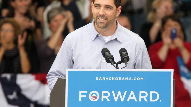 Andy Hounshell, of Middletown, an AK Steel worker and former Army soldier, introduced President Barack Obama before his speech at Eden Park’s Seasongood Pavilion on Sept. 17, 2012. He is seeking to unseat Speaker of the House John Boehner in 2014.