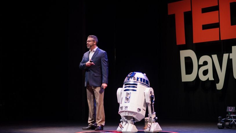 Speakers have been announced for the 2022 TEDxDayton Signature Event. In 2020, Joshua Montgomery (seen here) discussed how building “Star Wars” droids made him a better teacher. CONTRIBUTED