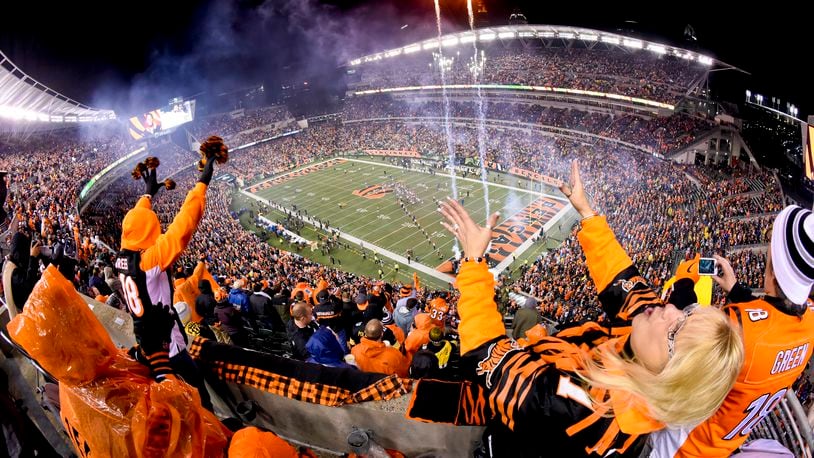 Fans cheer on the Cincinnati Bengals at Paul Brown Stadium in Cincinnati. NICK GRAHAM/STAFF