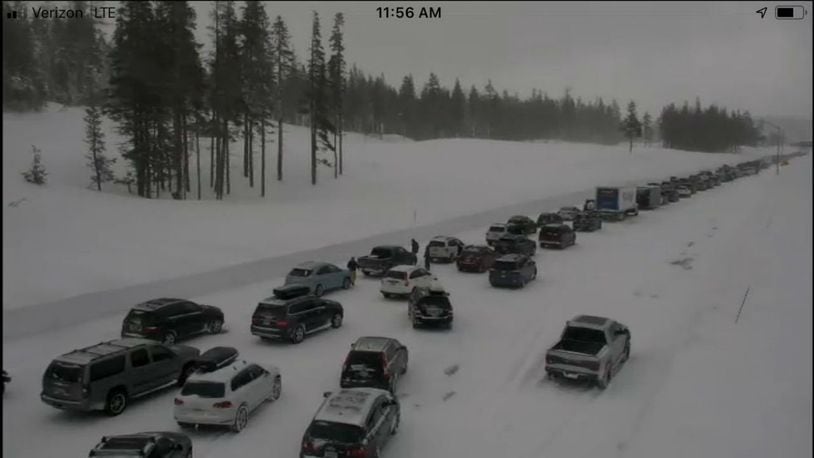 An accident blocked multiple lanes of traffic Saturday near Donner Pass. (Photo: Caltrans)