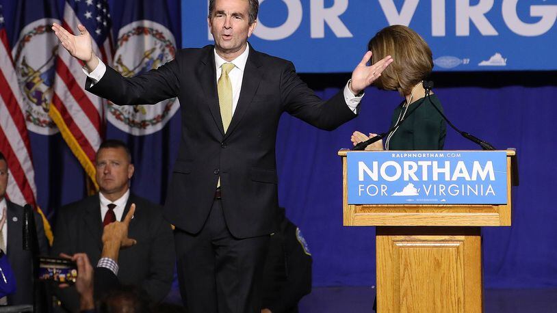 Virginia Governor-elect Ralph Northam greets supporters at an election night rally November 7, 2017 in Fairfax, Virginia. Northam defeated Republican candidate Ed Gillespie. (Photo by Win McNamee/Getty Images)