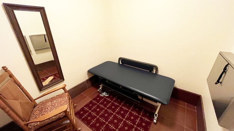 The newly installed universal changing table in the Ohio Statehouse's Mother's Room, ground floor.