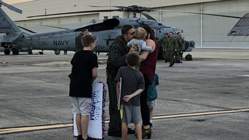 Sailors and their families from Naval Air Station Jacksonville reunited after deployment.