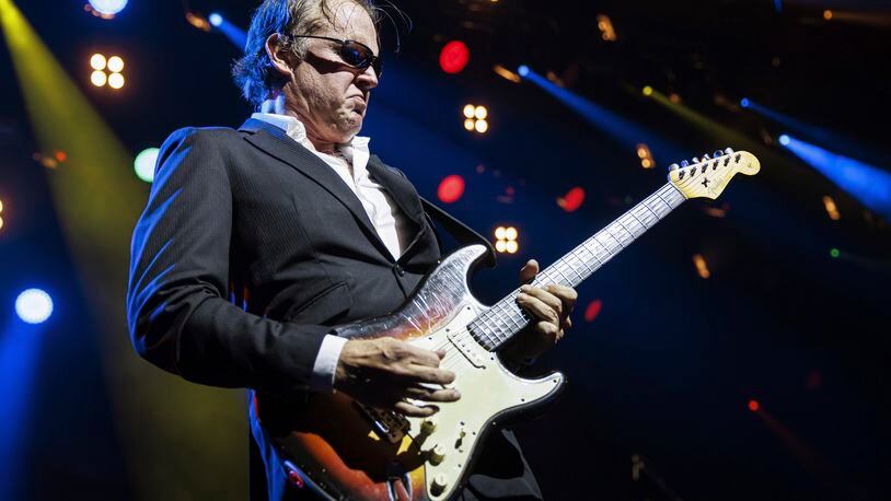 Blues rock guitarist, singer and songwriter Joe Bonamassa from the U.S. performs on the Auditorium Stravinski stage during the 57th Montreux Jazz Festival (MJF), in Montreux, Switzerland, Friday, July 14, 2023. (Valentin Flauraud/Keystone via AP)