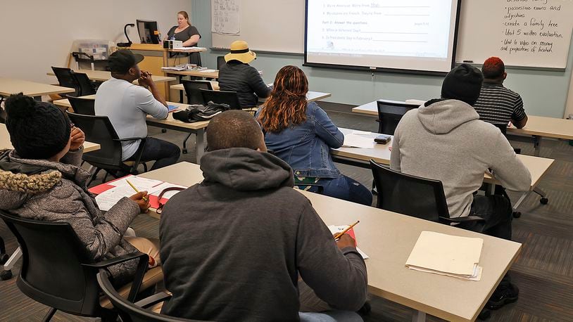 Students in class at Clark State College Wednesday, Feb. 22, 2023. BILL LACKEY/STAFF