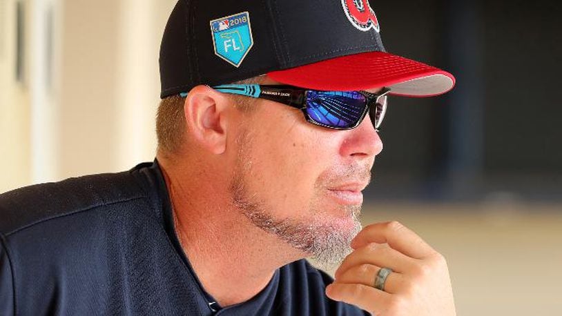 Feb 20, 2018 Lake Buena Vista: Braves newly-elected Hall of Fame third baseman Chipper Jones reflects on his career during an interview in the dugout on Tuesday, Feb 20, 2018, at the ESPN Wide World of Sports Complex in Lake Buena Vista.     Curtis Compton/ccompton@ajc.com