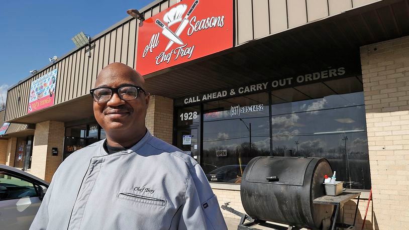 Chef Troy Wheat in front of his restaurant, All Seasons, on Mitchell Blvd in Springfield Thursday, Feb. 23, 2023. BILL LACKEY/STAFF