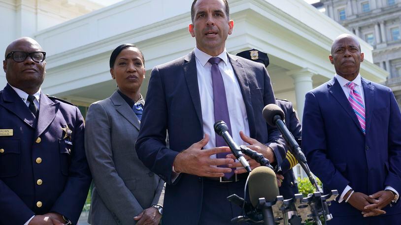 FILE - San Jose Mayor Sam Liccardo, second from right, talks to reporters outside the West Wing of the White House in Washington, July 12, 2021. Nearly two months after the election, a recount settled the outcome in a Northern California U.S. House primary race, breaking a mathematically improbable tie for second place but leaving questions about why the vote-counting took so long. (AP Photo/Susan Walsh, File)