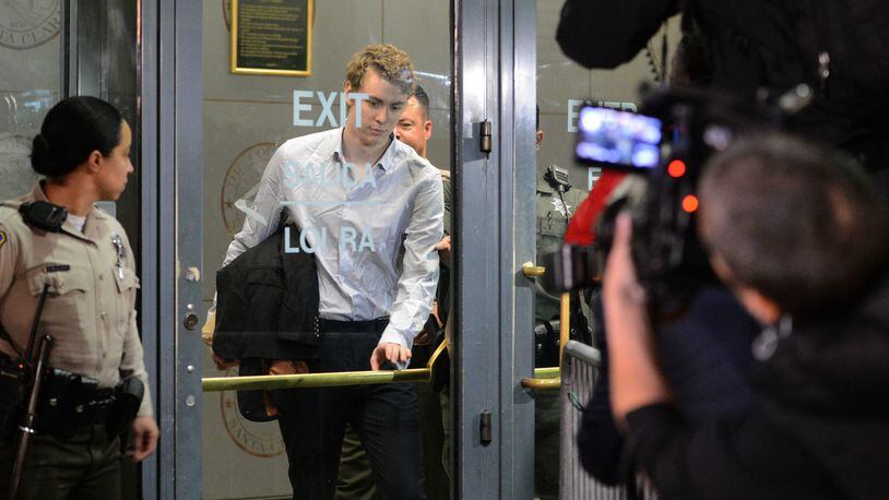 Brock Turner leaves the Santa Clara County Main Jail in San Jose, Calif., on Friday, Sept. 2, 2016. Turner, whose six-month sentence for sexually assaulting an unconscious woman at Stanford University sparked national outcry, was released from jail after serving half his term. (Dan Honda/Bay Area News Group via AP)
