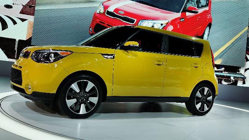 A 2014 Kia Soul is displayed at the 2013 New York International Auto Show on March 27, 2013, in New York City. Safety advocates said the 2010-2015 Soul should be included with other models being investigated for fire risk.
