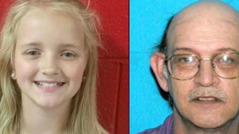 An Amber Alert has been issued for Carlie Trent, left, who was abducted in Tennessee by her uncle Gary Simpson, right.  Trent was found safe May 12, 2016. (Credit: National Center for Missing & Exploited Children)