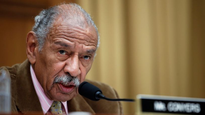 In this April 4, 2017, file photo, Rep. John Conyers, D-Mich., speaks during a hearing of the House Judiciary subcommittee on Capitol Hill in Washington. Buzzfeed, a news website, is reporting that Conyers settled a complaint in 2015 from a woman who alleged she was fired from his Washington staff because she rejected his sexual advances. (AP Photo/Alex Brandon, File)