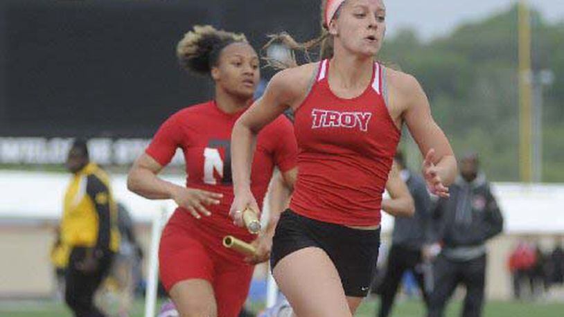 Troy’s Kayla Hemm during the 67th Dayton Edwin C. Moses Relays at Welcome Stadium on Friday, April 21, 2017. MARC PENDLETON / STAFF
