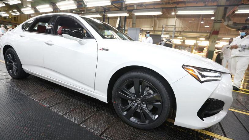 The brand new 2021 Acura TLX rolls off the assembly line at the Marysville Auto Plant. CONTRIBUTED