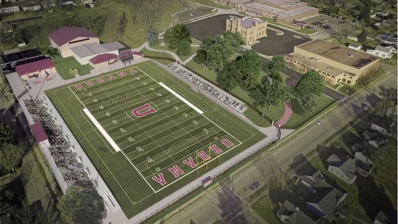 Urbana City School District's 3D rendering of an initial concept of the future stadium renovation site. Contributed