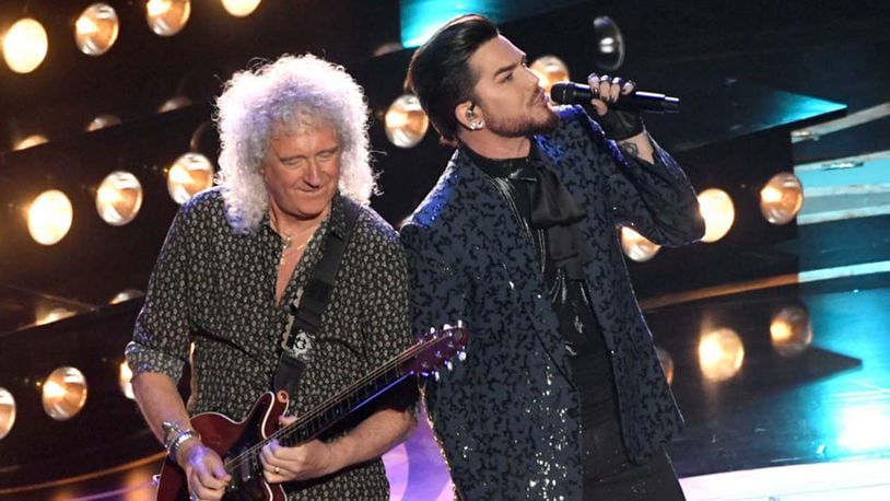 Singer Adam Lambert (R) and Brian May of Queen perform onstage during the 91st Annual Academy Awards at the Dolby Theatre on February 24, 2019, in Hollywood, California.