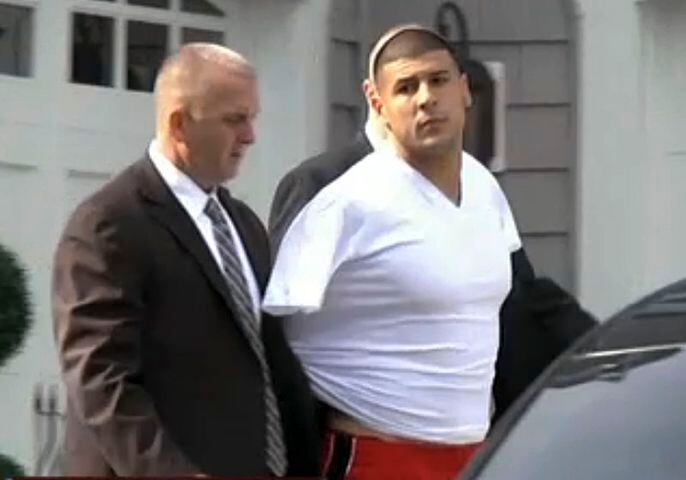 Patriots tight end Aaron Hernandez was charged with murder in June 2013.