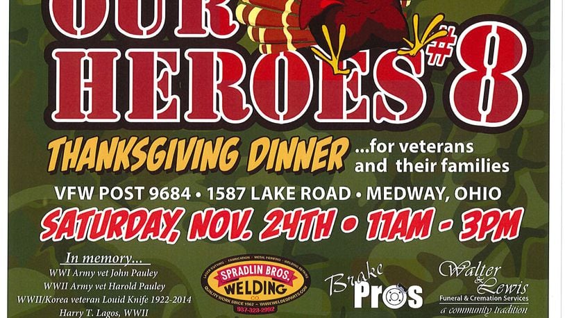 The Feed our Heroes #8 Veterans Thanksgiving Dinner poster. CONTRIBUTED