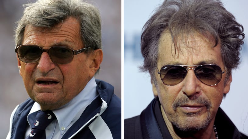 (FILE PHOTO) In this composite image a comparison has been made between Joe Paterno (L) and Al Pacino. Actor Al Pacino will reportedly play football couch Joe Paterno in a film biopic produced by Rick Nicita. ***LEFT IMAGE***  STATE COLLEGE, PA - SEPTEMBER 06:  Head coach Joe Paterno of the Penn State Nittany Lions during play against the Oregon State Beavers at Beaver Stadium on September 6, 2008 in State College, Pennsylvania.  (Photo by Ronald Martinez/Getty Images) ***RIGHT IMAGE*** NEW YORK - APRIL 14:  Actor Al Pacino attends the HBO Film's "You Don't Know Jack" premiere at Ziegfeld Theatre on April 14, 2010 in New York City.  (Photo by Michael Loccisano/Getty Images)