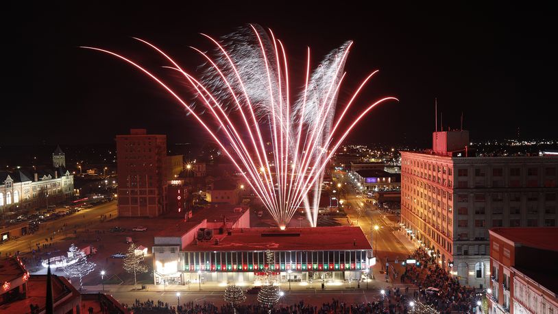 The sky over downtown Springfield explodes as fireworks conclude the Holiday in the City festivities Saturday. Bill Lackey/Staff