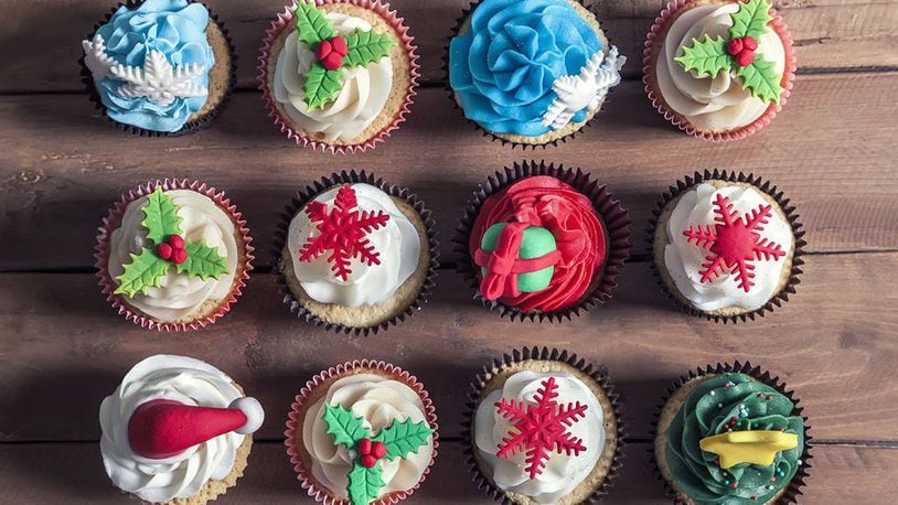 Stock photo of holiday cupcakes.