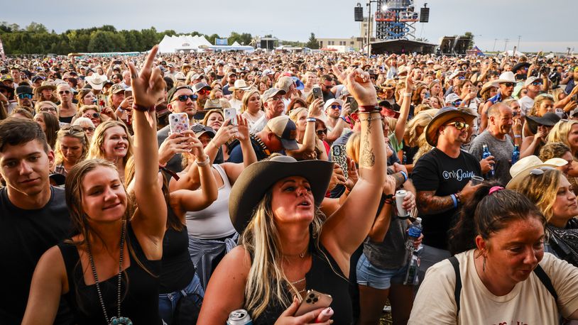Thousands of fans gather on day four of the first Voices of America Country Music Fest Sunday, Aug. 13, 2023 on the grounds of National Voice of America Museum of Broadcasting in West Chester Township. NICK GRAHAM/STAFF