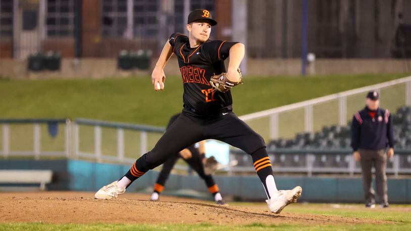 Beavercreek High School senior Charlie Schafer pitches during their game against Shawnee on Tuesday, March 31 at Day Air Ball Park in Dayton. The Beavers won 10-0 in five innings. Michael Cooper/CONTRIBUTED