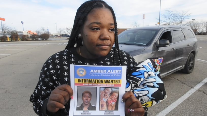 Wilhelmina Barnett, the mother of missing 5-month-old Kason Thomas, came to the Dayton-area Wednesday, Dec. 21, 2022, to search for her son. Kason was in a 2010 Honda Accord with his twin brother, Kyair Thomas, when it was stolen in Columbus on Dec. 19, 2022. Kyair was found at a Dayton International Airport parking lot. Kason was found three days after he was taken in Indianapolis, where the suspect, Nalah Jackson, was arrested. MARSHALL GORBY / STAFF