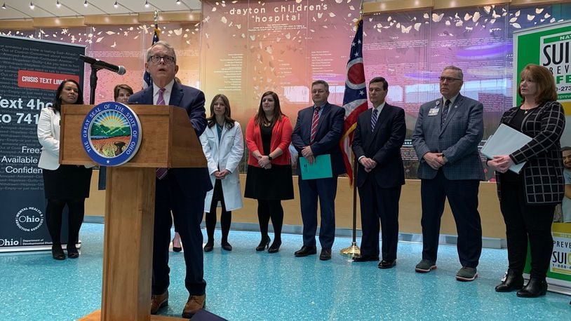 Ohio Gov. Mike DeWine announced a plan to coordinate suicide prevention efforts across Ohio. At an event at Dayton Children’s Hospital, the plan calls for raising awareness, integrating prevention practices across education, public safety and health care networks, focusing on at-risk groups and continue to gather data.