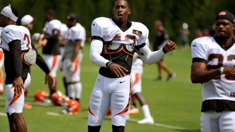 Cincinnati Bengals safety George Iloka, who suffered a knee injury July 30, returned to the practice field with some limited work Tuesday. JAY MORRISON/STAFF