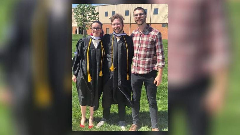 MacPhail-Fausey celebrates graduating from Cedarville University with his wife and brother. Contributed/photo by Ian Macphail-Fausey.