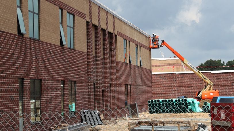 Construction of the new Greenon School Tuesday, August 4, 2020. BILL LACKEY/STAFF