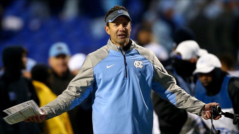 DURHAM, NC - NOVEMBER 20:  Head coach Larry Fedora of the North Carolina Tar Heels during their game at Wallace Wade Stadium on November 20, 2014 in Durham, North Carolina.  (Photo by Streeter Lecka/Getty Images)