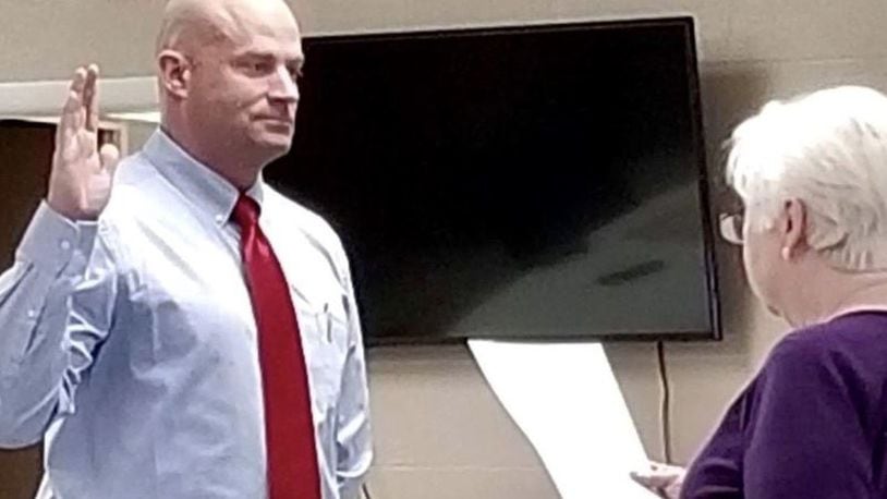 Cheryl Hollingsworth, Mayor of the Village of North Lewisburg, swore in Scott Bodey as the Chief of Police of the village’s police department.