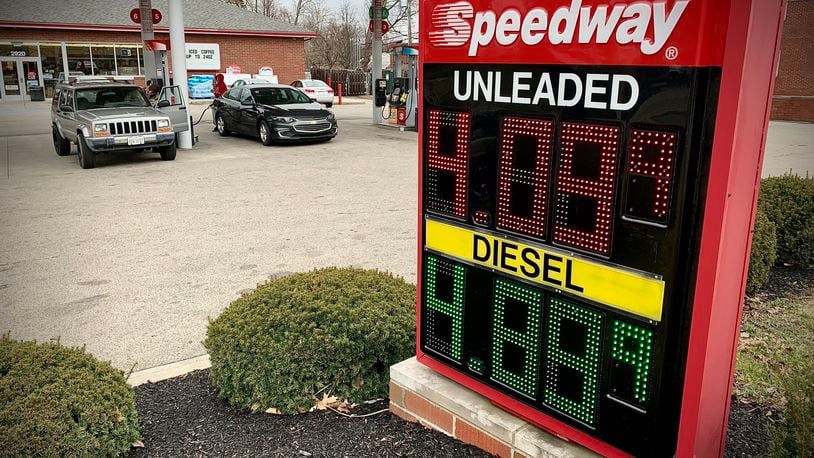 Gas prices jumped to $4.09 a gallon in the Dayton area Monday, March 7, 2022. This station is located at the corner of E. Dorothy Lane and Shroyer Road. MARSHALL GORBY/STAFF