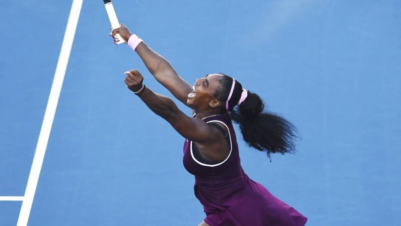 Serena Williams celebrates after winning Sunday's final in Auckland, New Zealand.