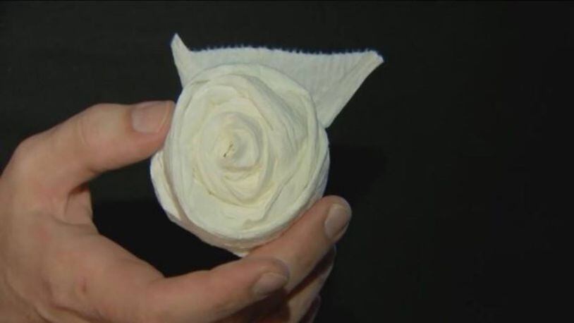 An intruder left an origami rose made of toilet paper after leaving a Massachusetts home.