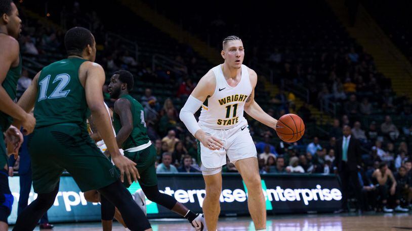 Wright State’s Loudon Love (pictured Thursday vs. Cleveland State) scored a game-high 21 points Saturday in the Raiders’ win over Youngstown State. Joseph Craven/WSU Athletics