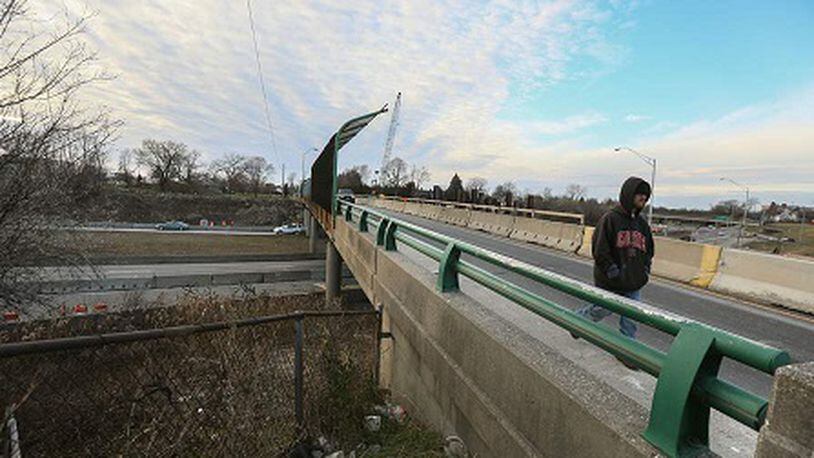 The Indiana Avenue overpass at Interstate 75. Toledo police said they filed murder charges against four teenagers Pedro Salinas, 13; Sean Carter, 14; Demetrius Wimberly, 14, and William Parker, 15 - accused of killing Marquise Byrd, 22, of Warren, Mich., with a sandbag dropped onto I-75. He suffered blunt-force trauma to the head and neck, according to the Lucas County Coroner’s Office. JEREMY WADSWORTH/THE BLADE