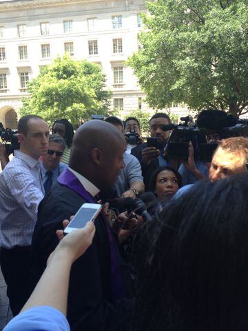 Church leaders rally outside the Department of Justice after George Zimmerman verdict