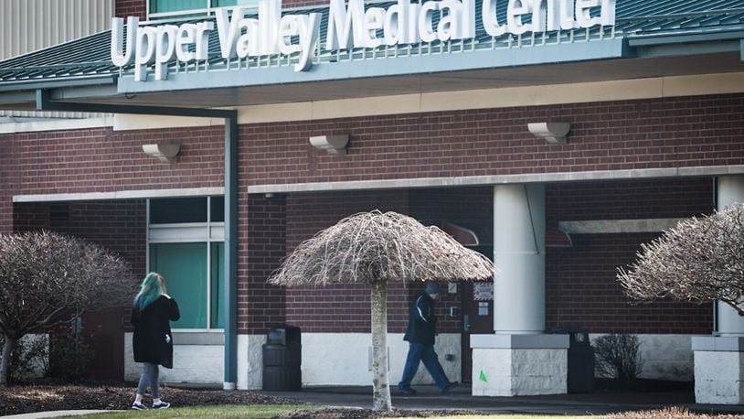 The entrance to Upper Valley Medical Center, 3130 N. County Road 25A in Troy. The hospital will be closing its labor and delivery unit in February. JIM NOELKER/STAFF