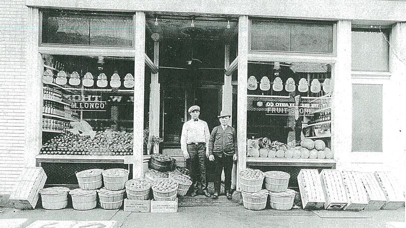 This photo from August 1925 shows Michael Phillip Longo (right) with his son, Harry Longo, in front of Longo’s Fruit Store. PHOTO COURTESY OF THE CLARK COUNTY HISTORICAL SOCIETY