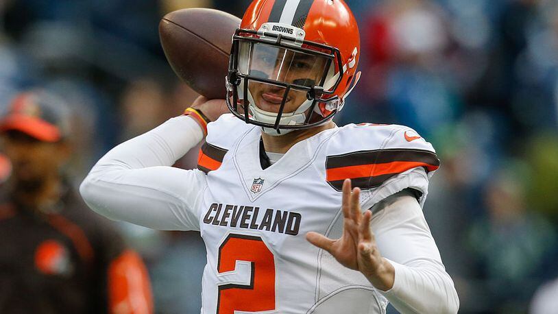 SEATTLE, WA - DECEMBER 20: Quarterback Johnny Manziel #2 of the Cleveland Browns warms up prior to the game against the Seattle Seahawks at CenturyLink Field on December 20, 2015 in Seattle, Washington. (Photo by Otto Greule Jr/Getty Images)